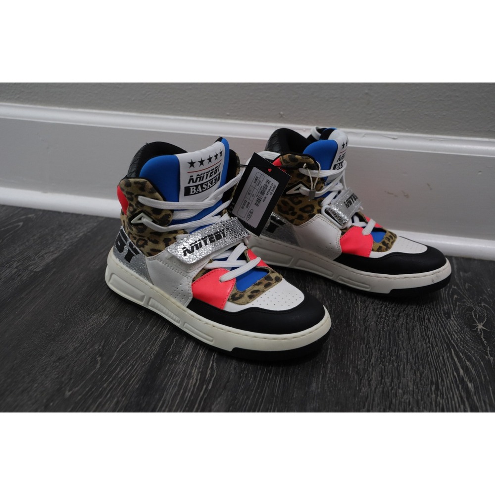 ANIYE BY BASKET High Top Sneakers Leopard Print Pink Blue‎ White Silver